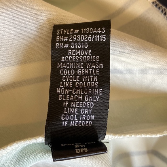 𝅺👗 BCX Striped A-Line Cutout Belted Dress Blue Green White Size 7 NWT - Picture 9 of 11